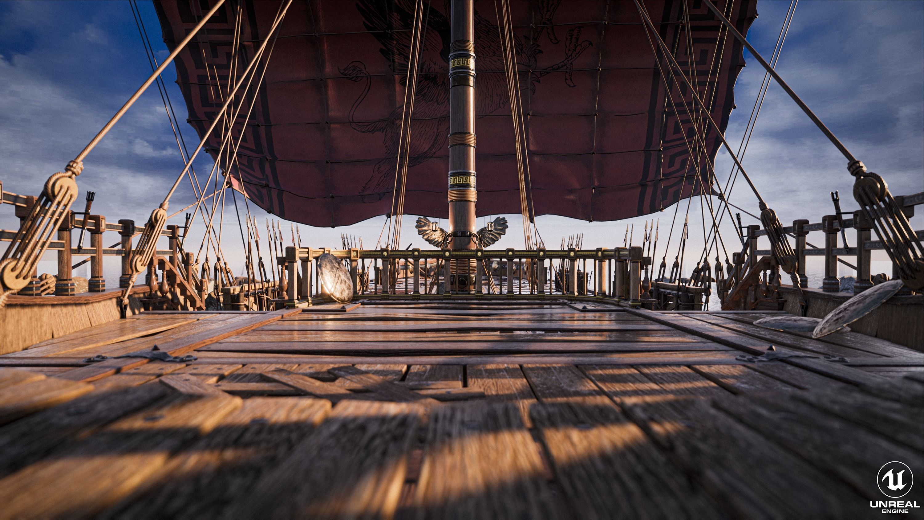 High Quality Antique Trireme Ship  with interior  Low-poly 3D model_4