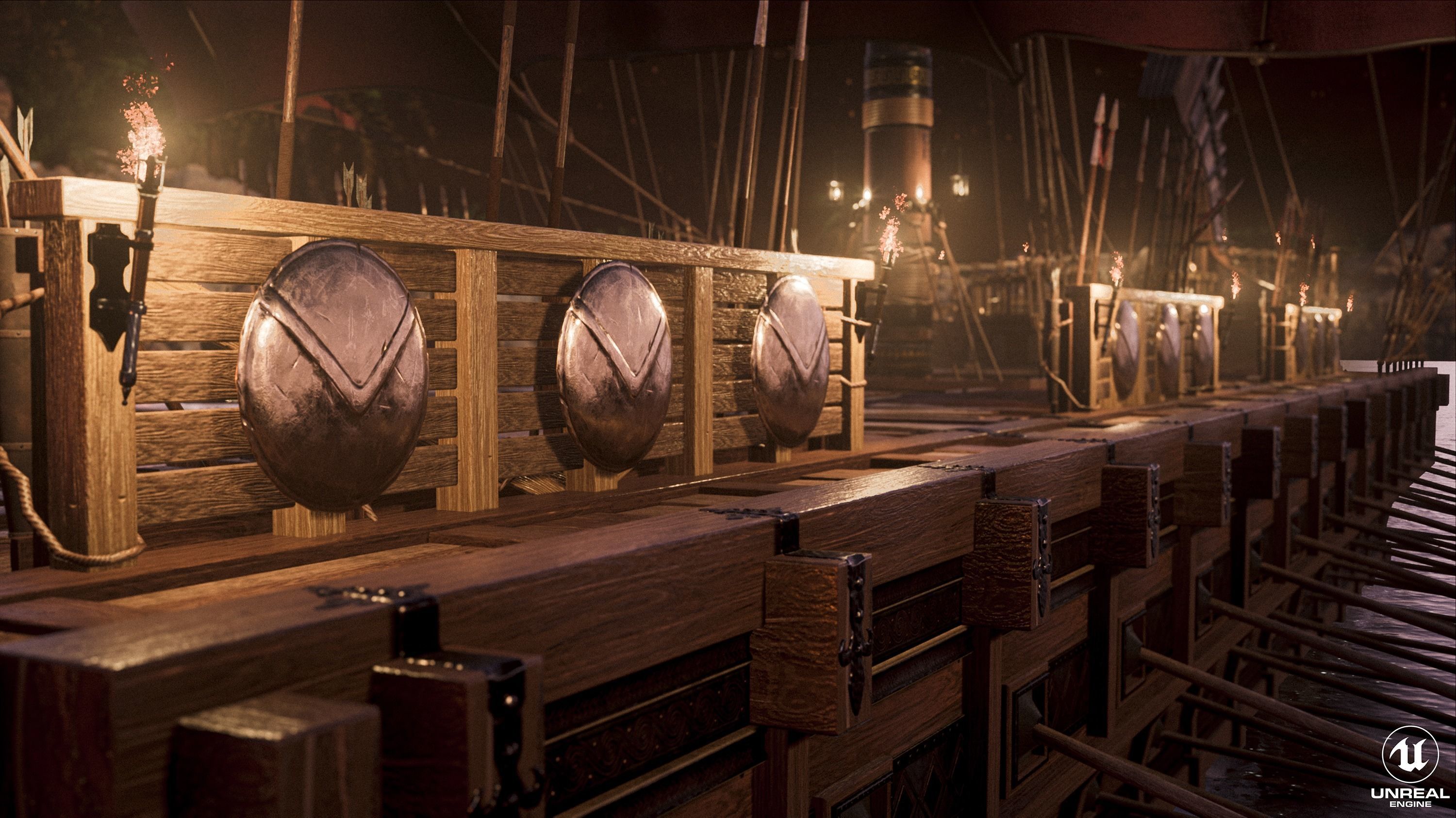 High Quality Antique Trireme Ship  with interior  Low-poly 3D model_28