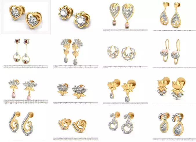 19 Women earrings 3dm stl render 