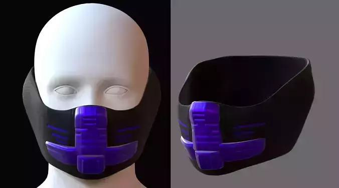 Gas mask helmet 3d model scifi Low-poly 