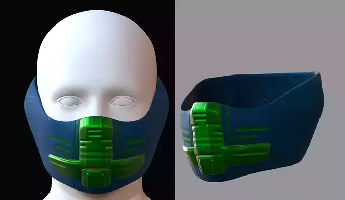 Gas mask helmet 3d model scifi Low-poly 