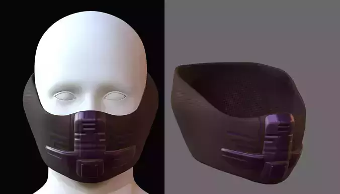 Gas mask helmet 3d model scifi Low-poly 