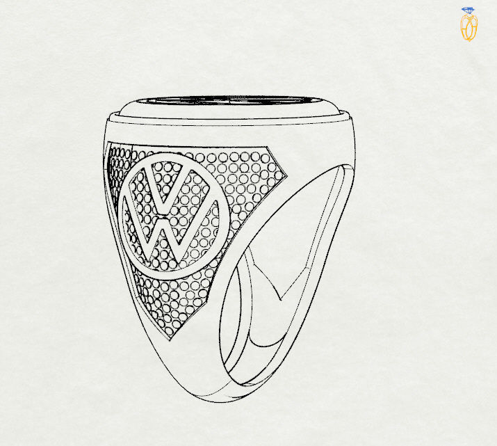 volkswaguan ring Silver Gold  Print Silver Gold  Print 3D print model_3