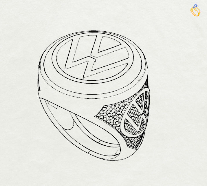 volkswaguan ring Silver Gold  Print Silver Gold  Print 3D print model_6