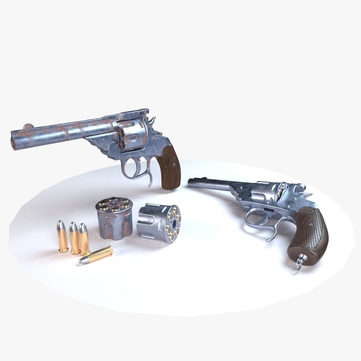 Revolver PBR tow texture set Low-poly 3D model_3