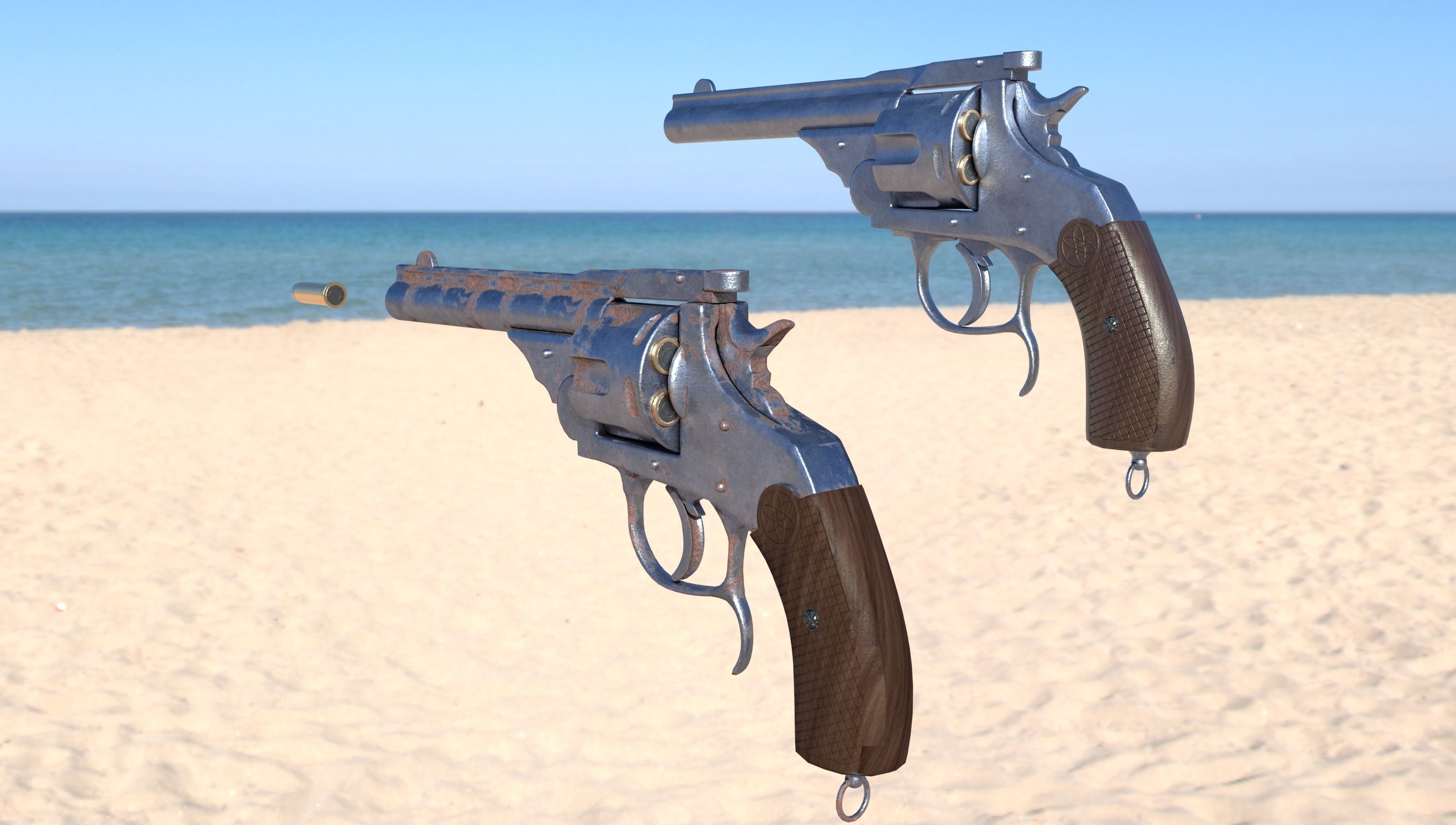 Revolver PBR tow texture set Low-poly 3D model_5