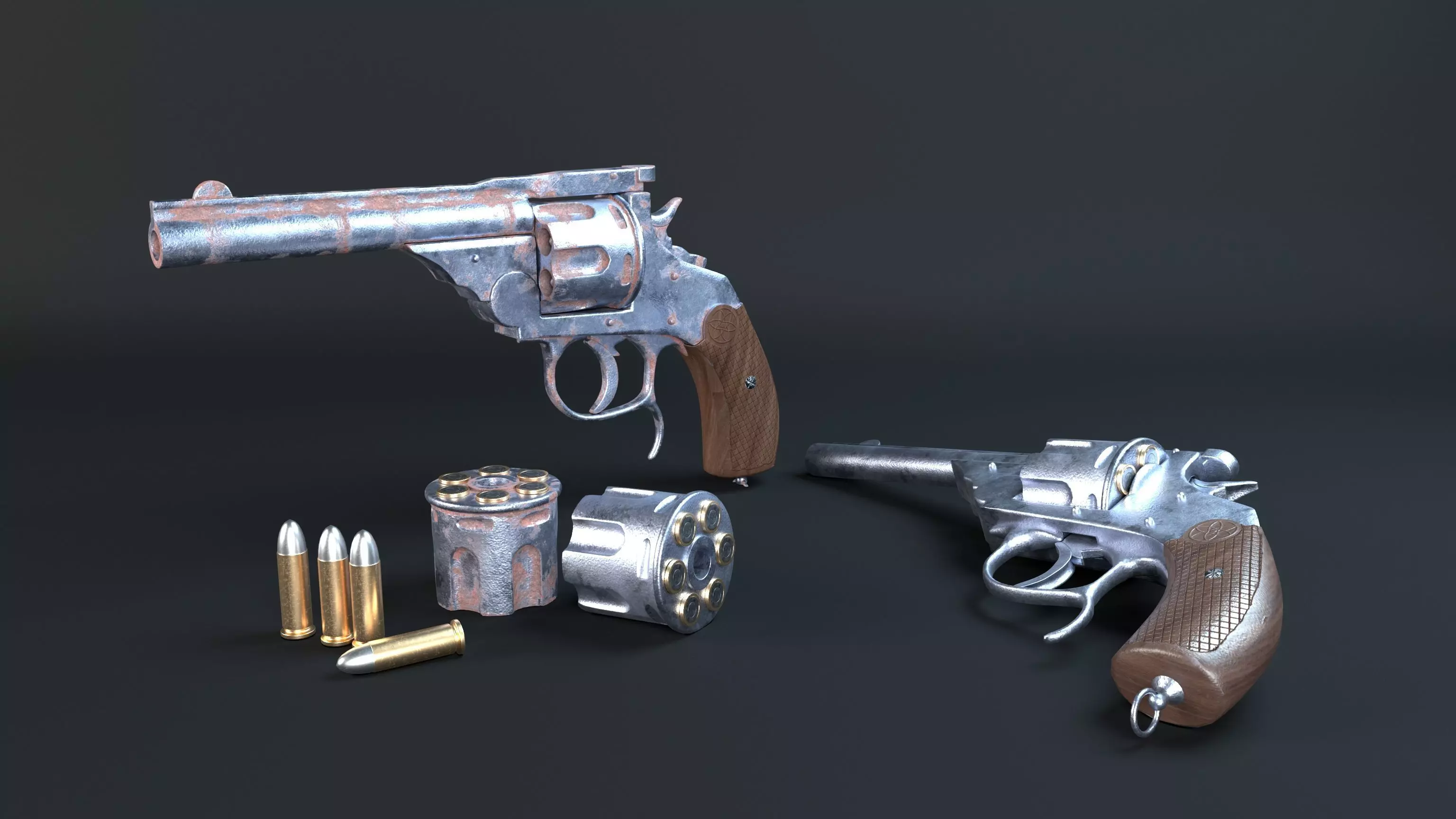 Revolver PBR tow texture set Low-poly 3D model_0