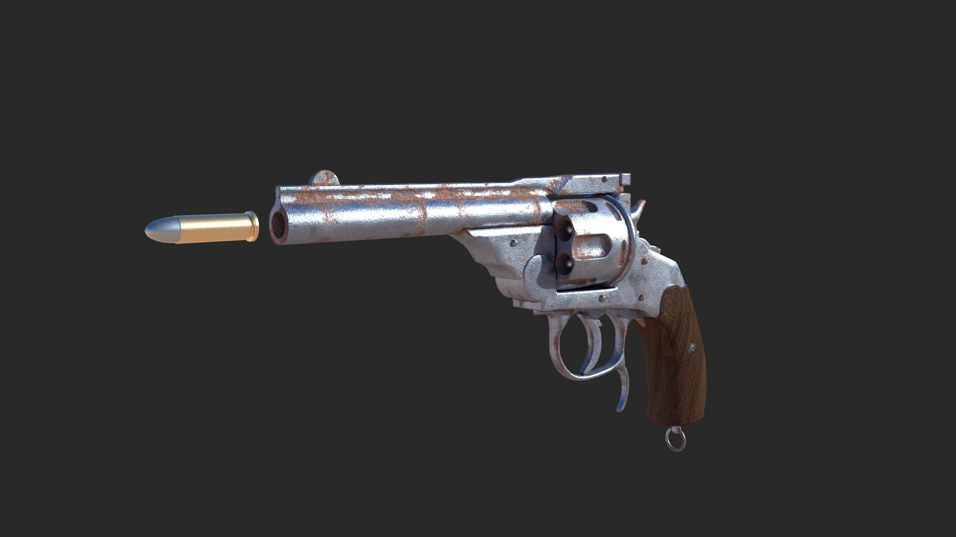 Revolver PBR tow texture set Low-poly 3D model_4