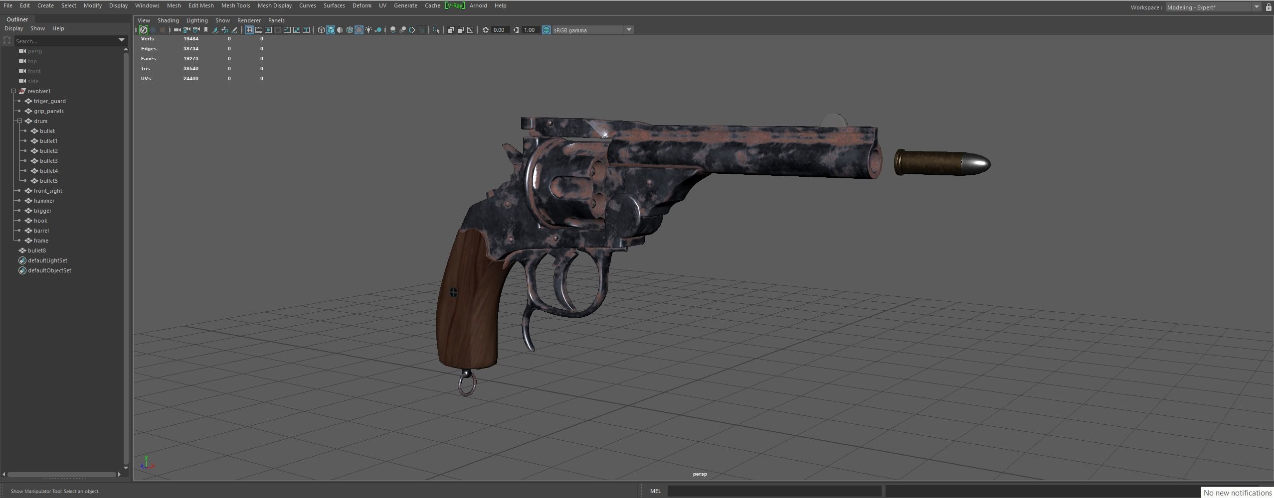Revolver PBR tow texture set Low-poly 3D model_13