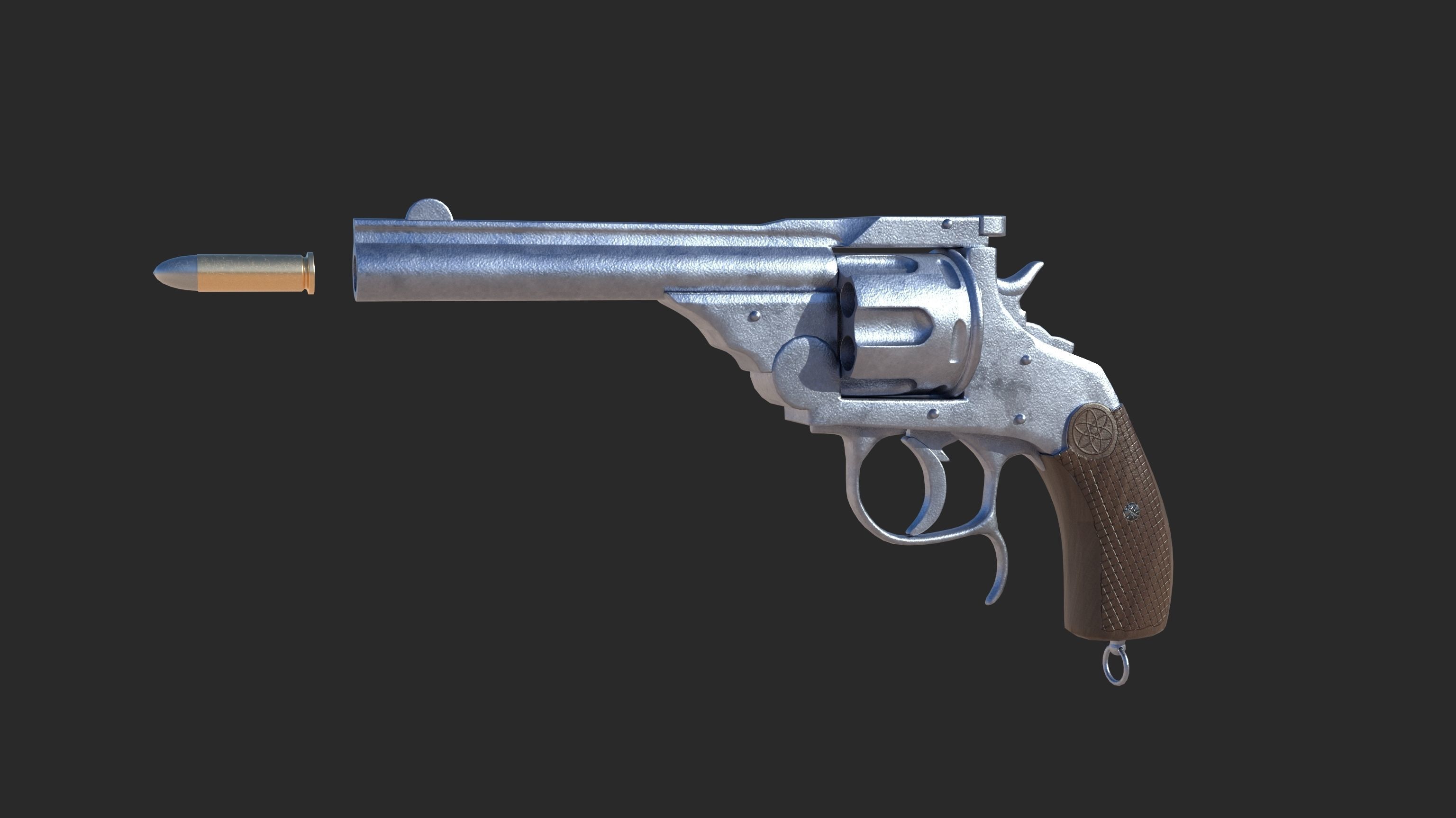 Revolver PBR tow texture set Low-poly 3D model_6