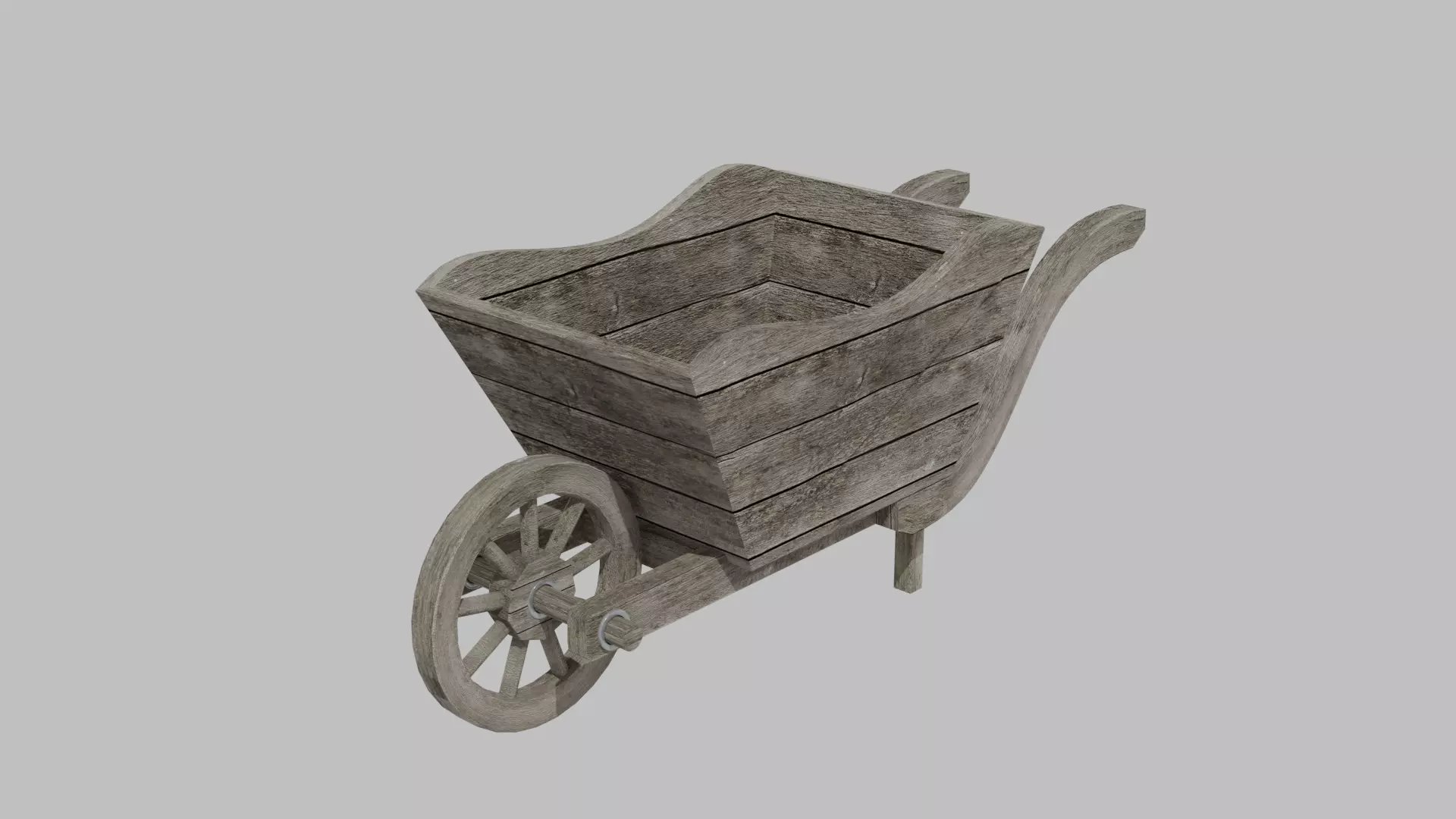 wooden old cart Low-poly 3D model_0