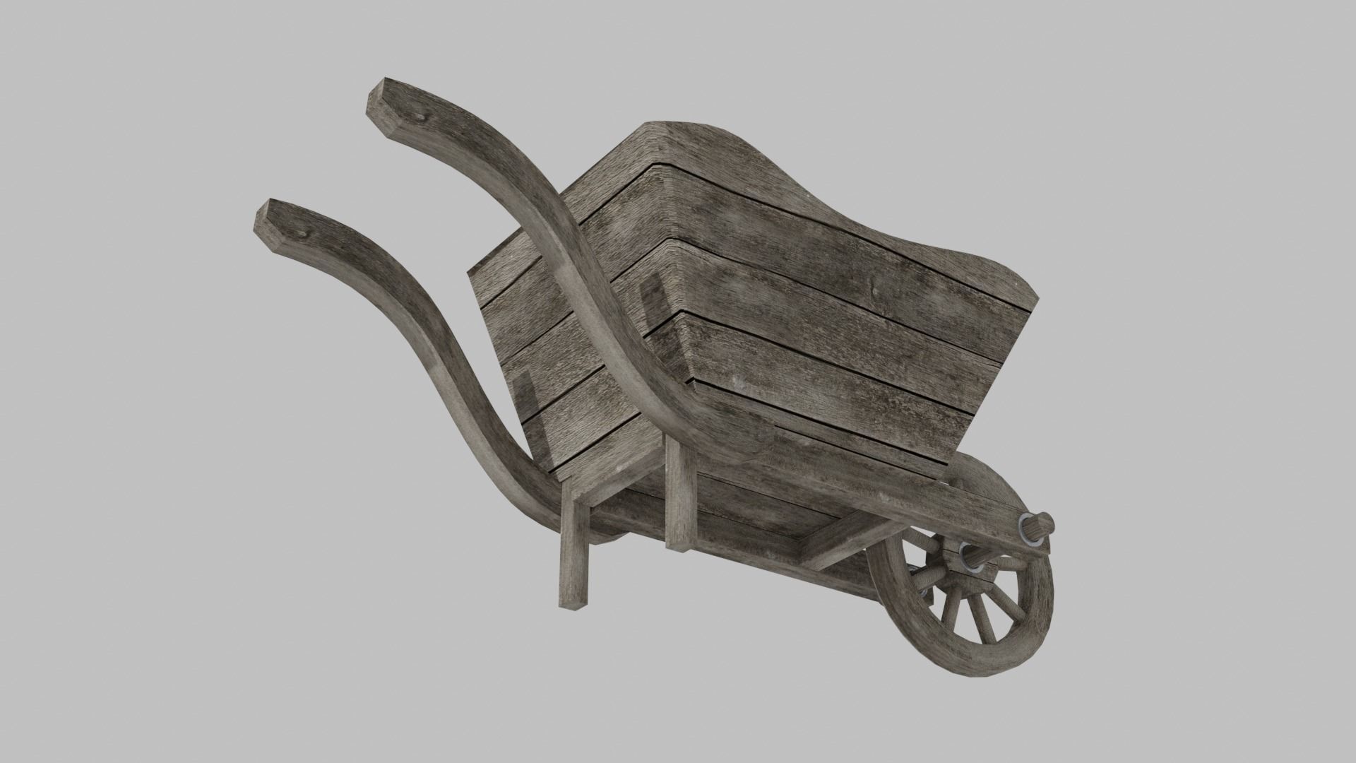 wooden old cart Low-poly 3D model_5