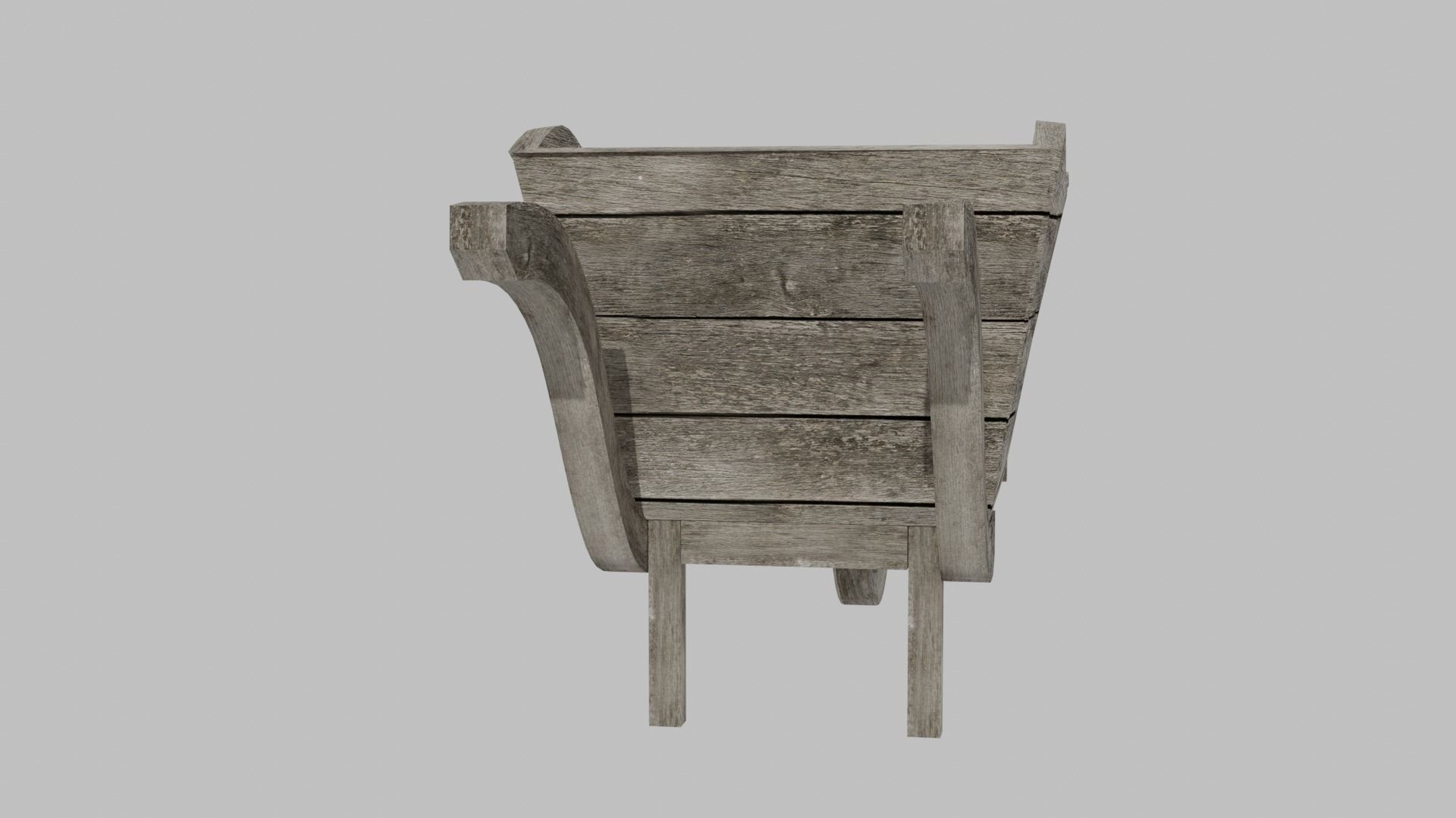 wooden old cart Low-poly 3D model_7