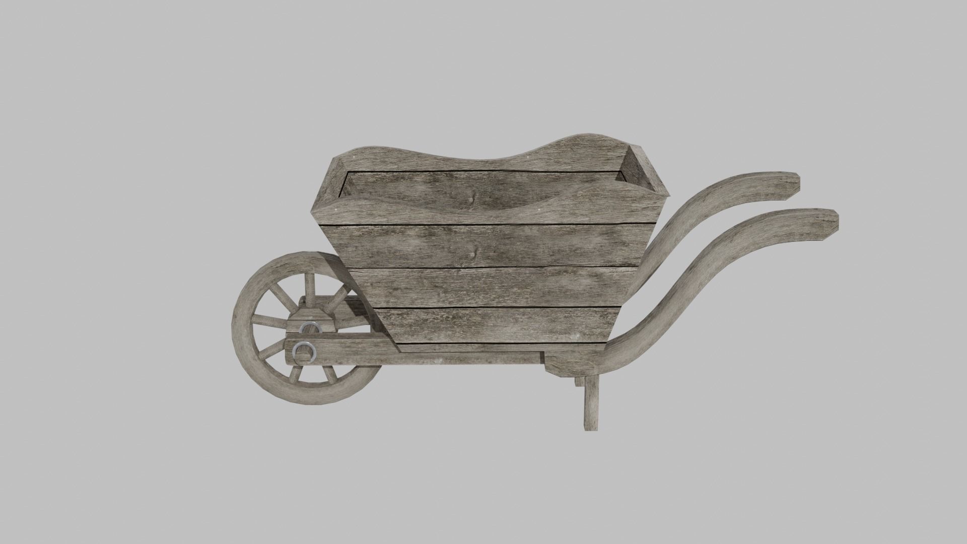 wooden old cart Low-poly 3D model_2