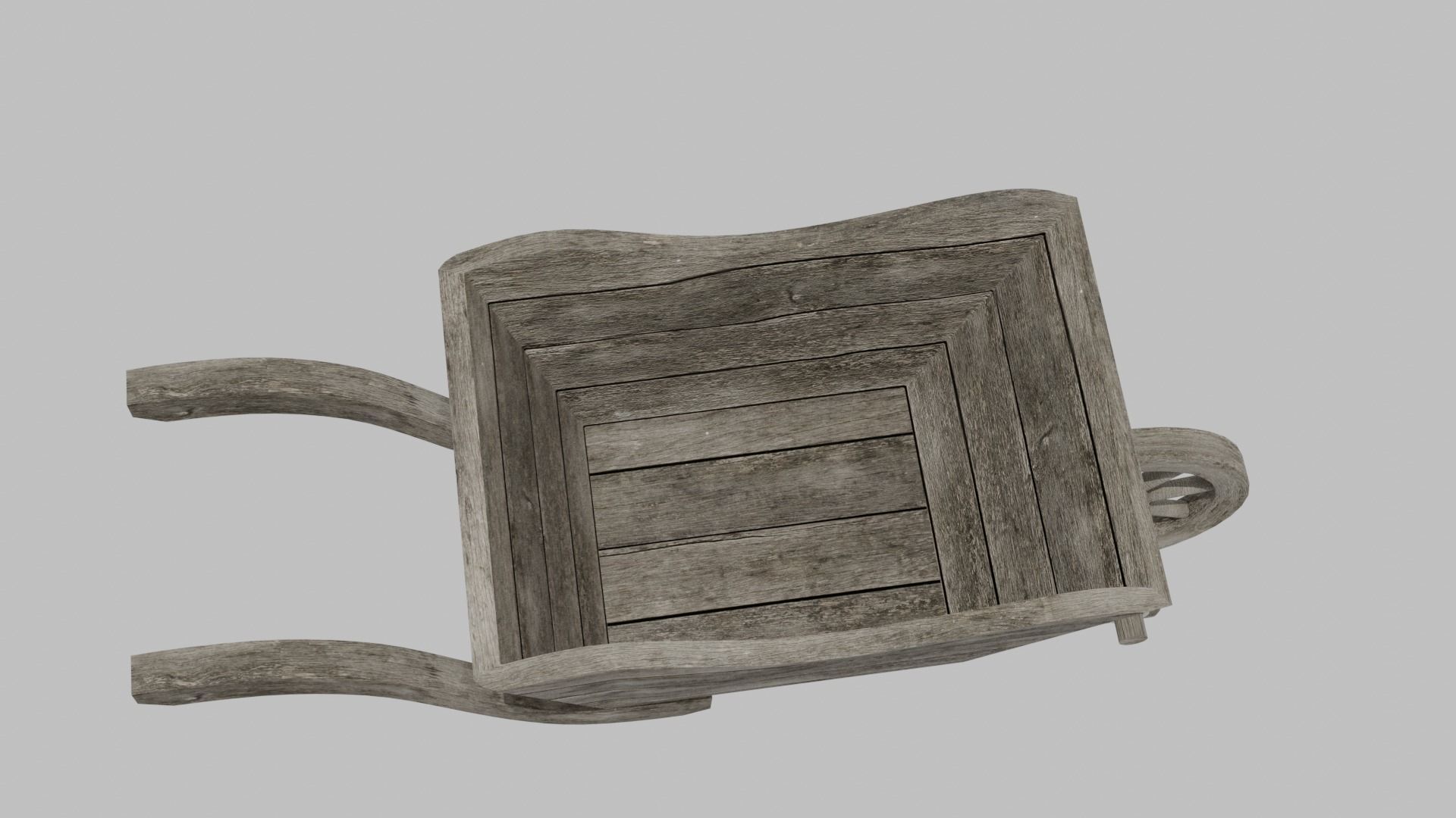 wooden old cart Low-poly 3D model_6