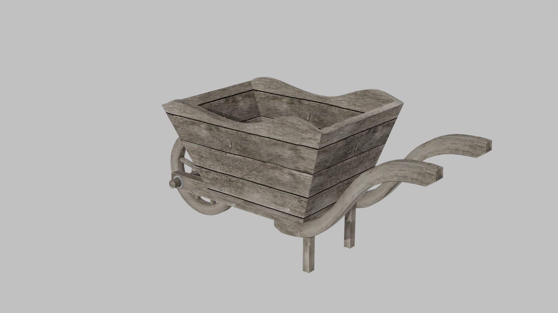 wooden old cart Low-poly 3D model_4