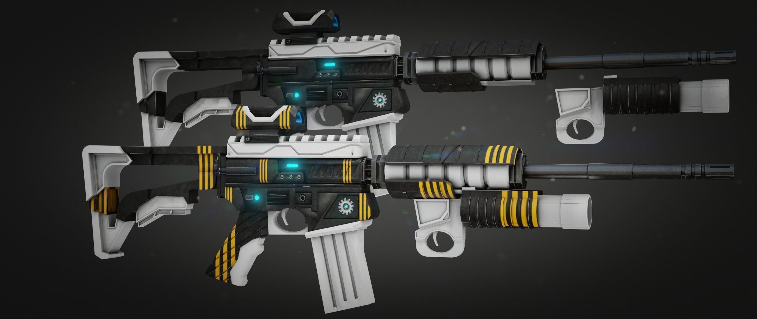 Sci-fi Weapon Rifle Low-poly 3D model_7