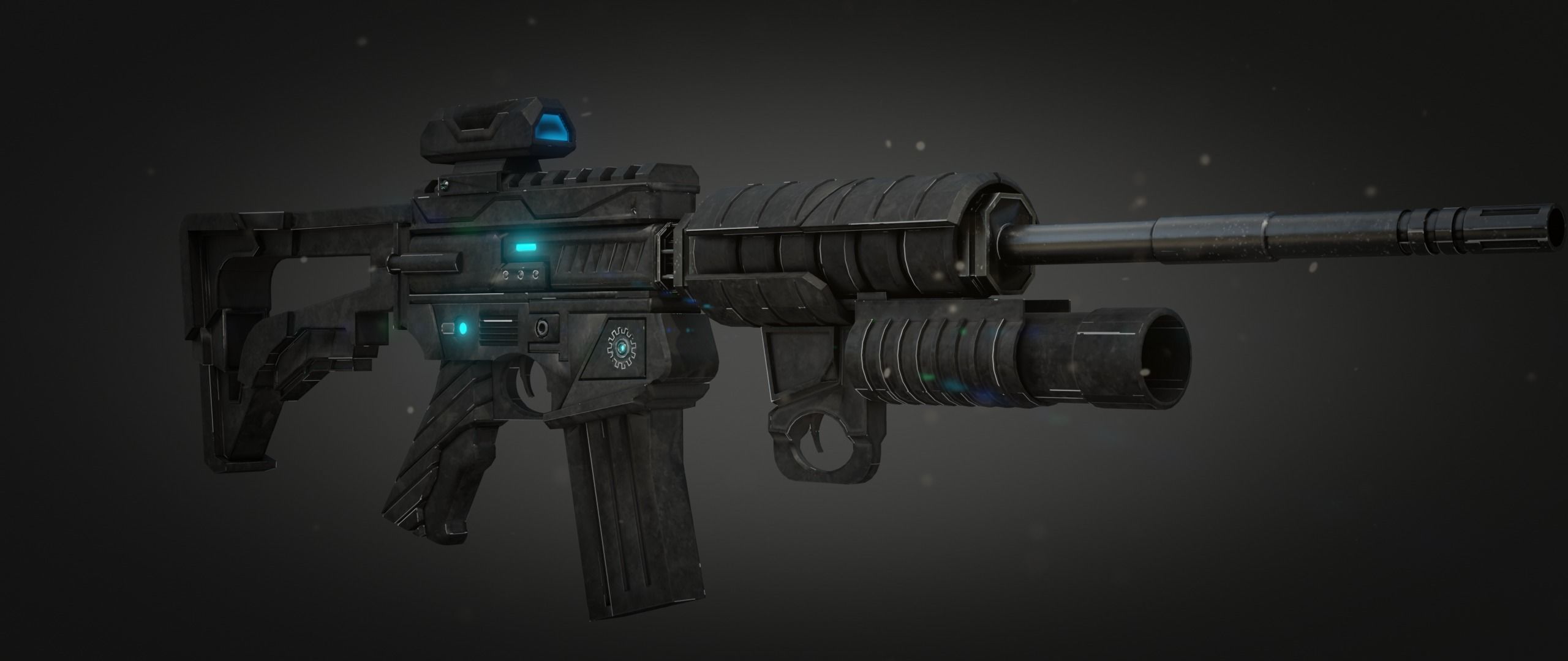 Sci-fi Weapon Rifle Low-poly 3D model_8