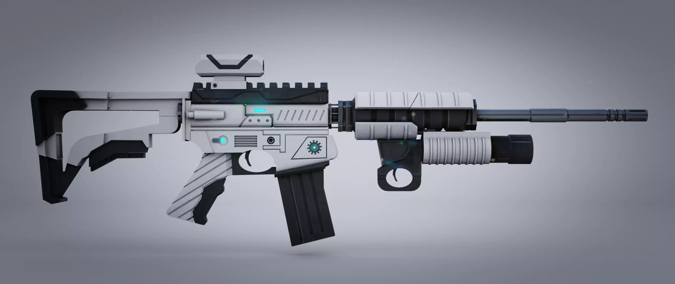 Sci-fi Weapon Rifle Low-poly 3D model_0