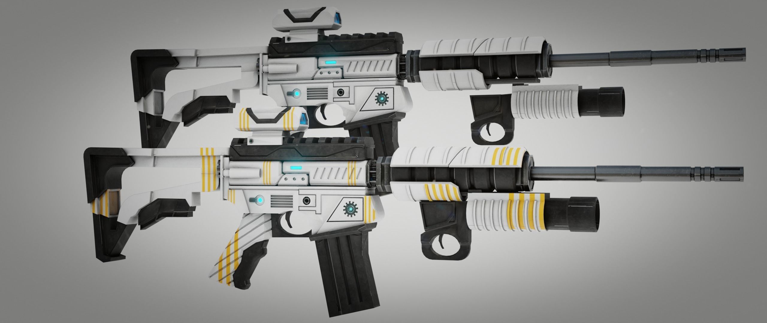 Sci-fi Weapon Rifle Low-poly 3D model_6