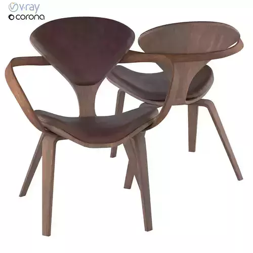 Cherner-seat pair of wooden chairs