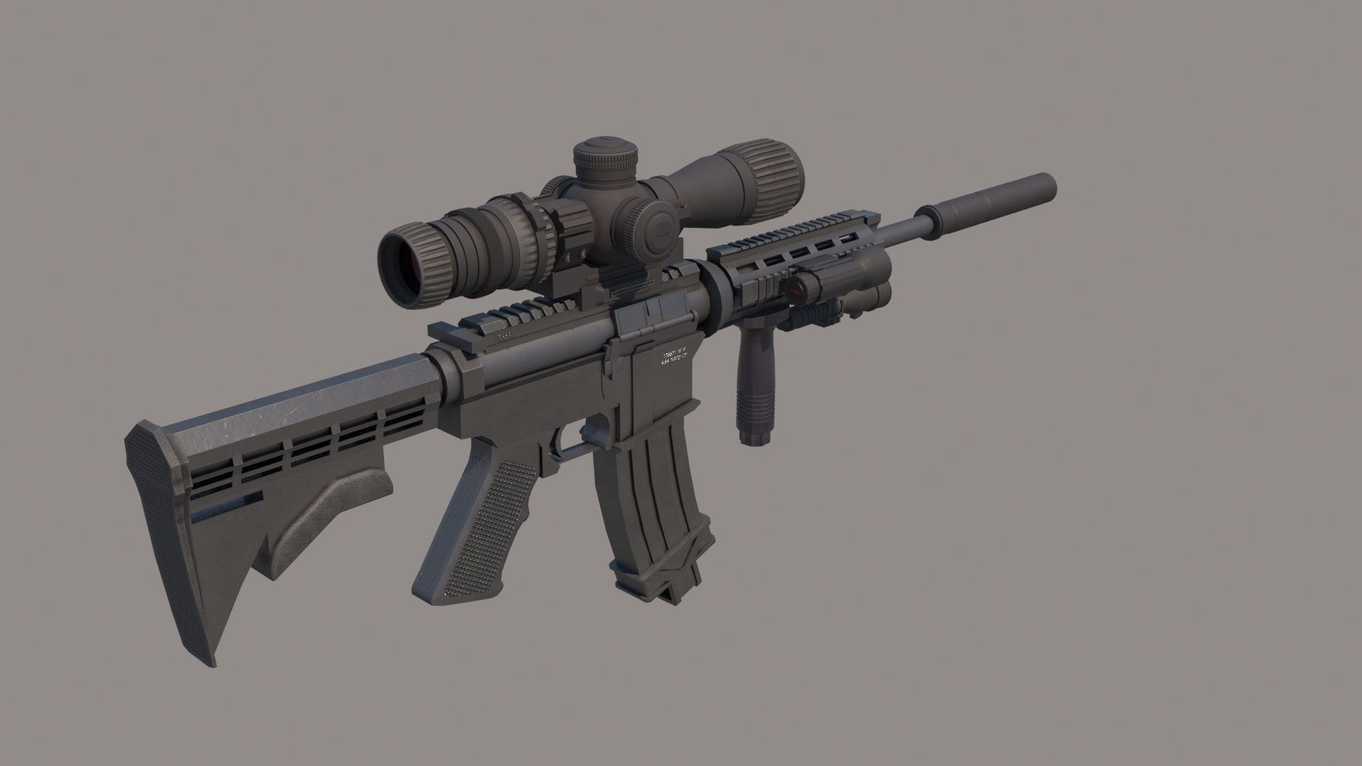 M4A1 Custom Low-poly 3D model_17
