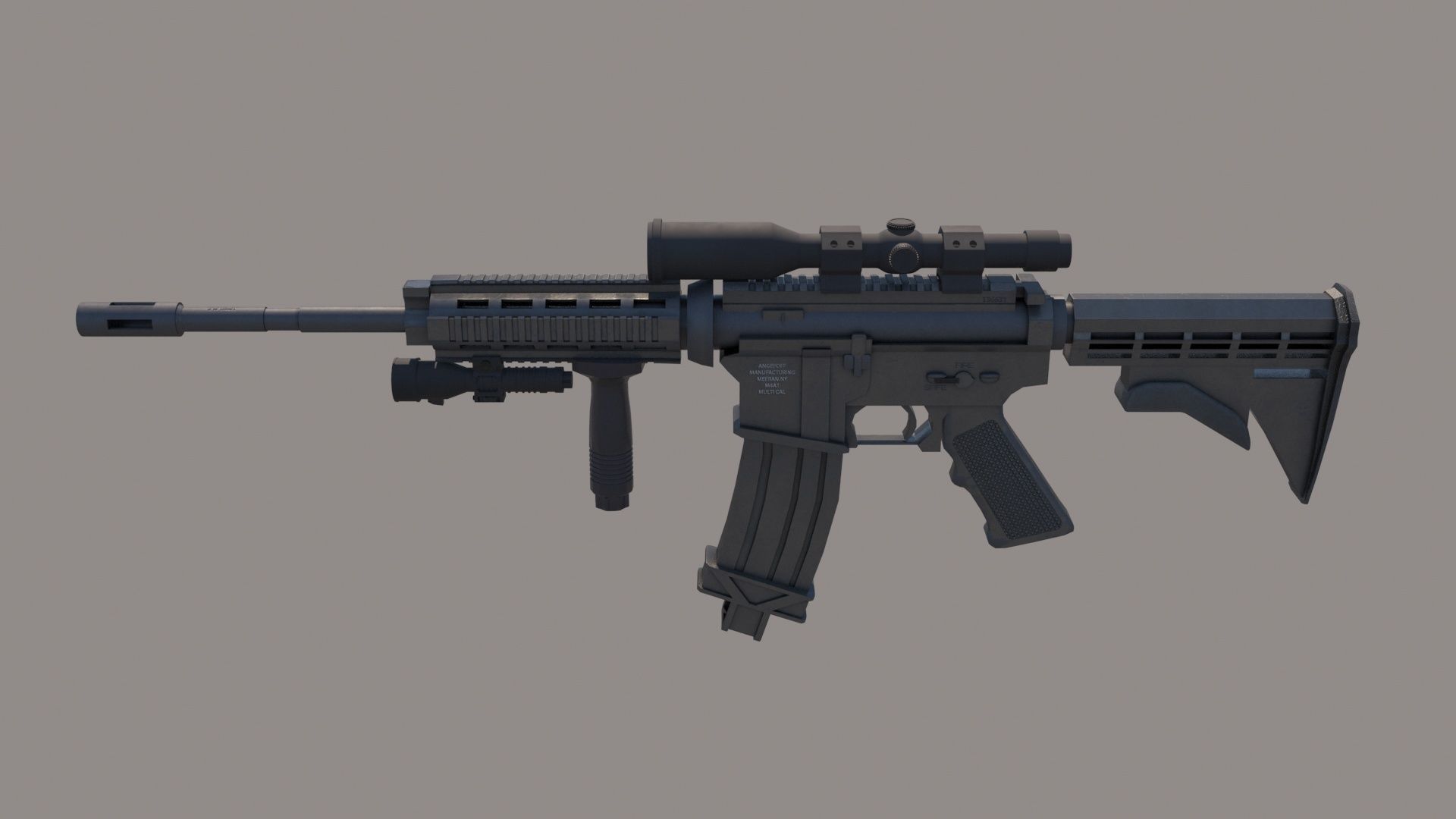 M4A1 Custom Low-poly 3D model_12