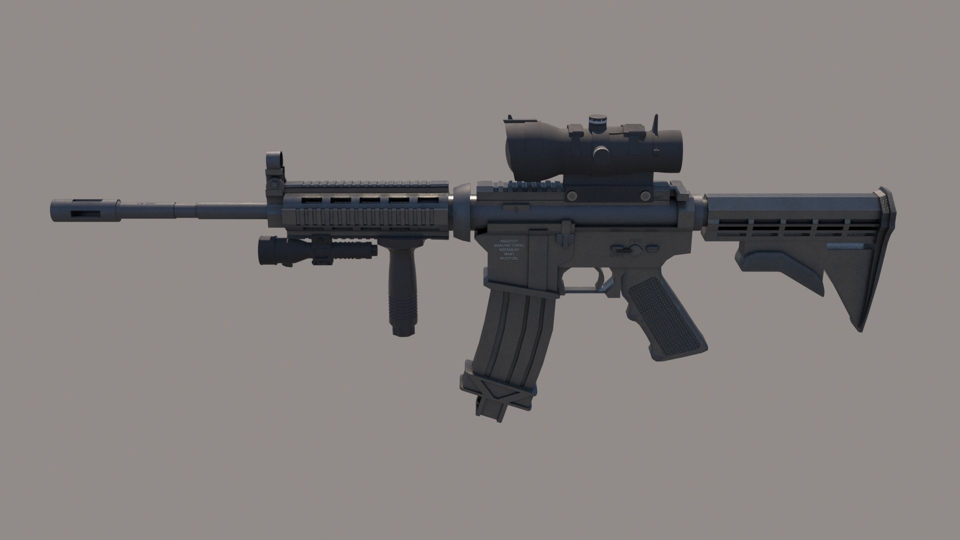 M4A1 Custom Low-poly 3D model_9