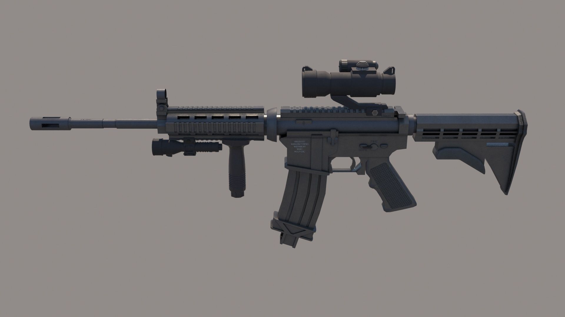 M4A1 Custom Low-poly 3D model_8