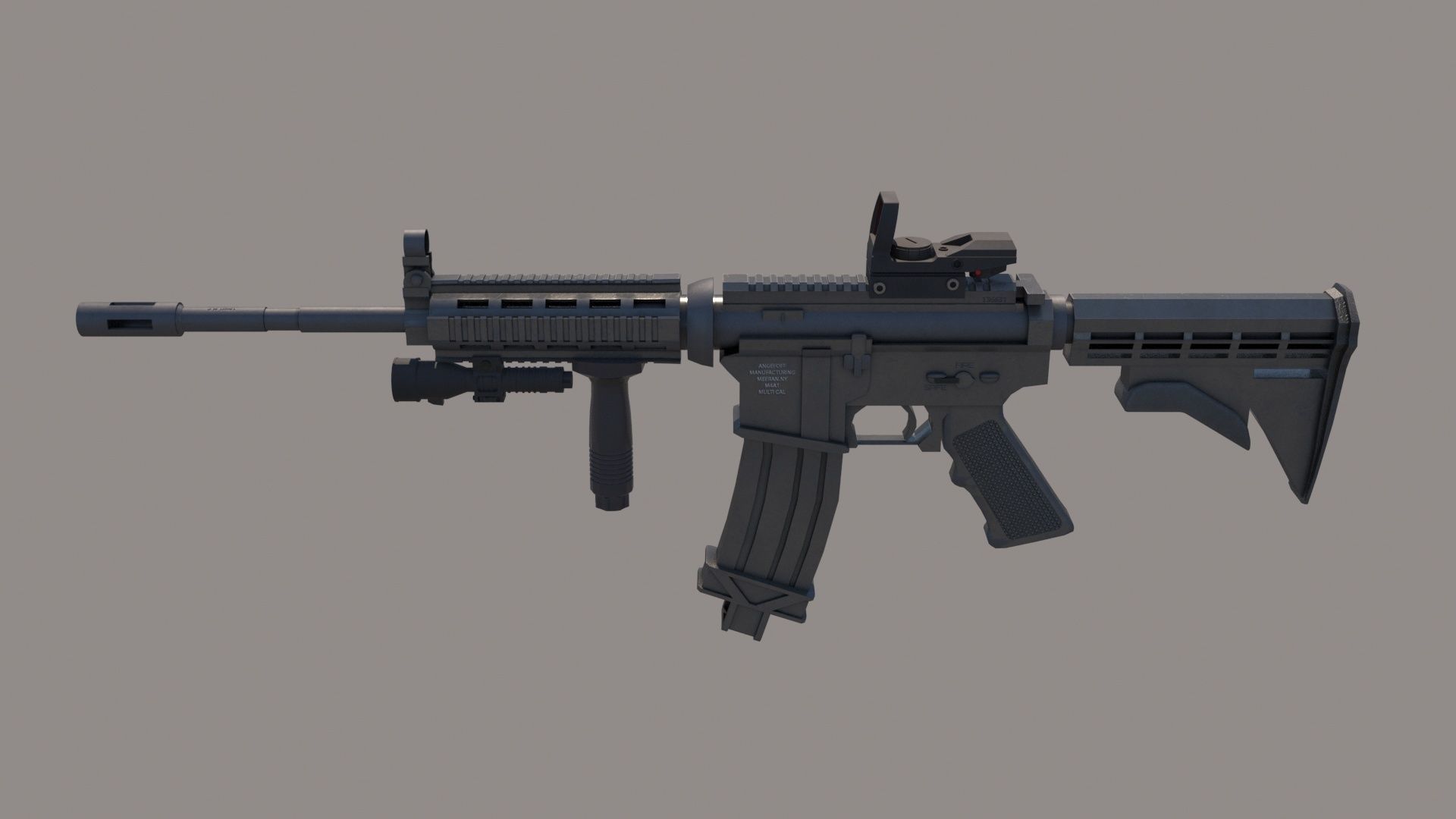 M4A1 Custom Low-poly 3D model_6