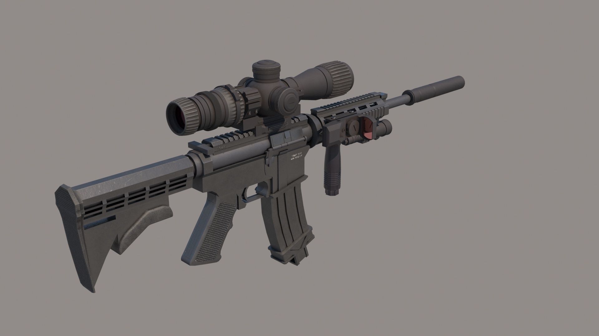 M4A1 Custom Low-poly 3D model_19