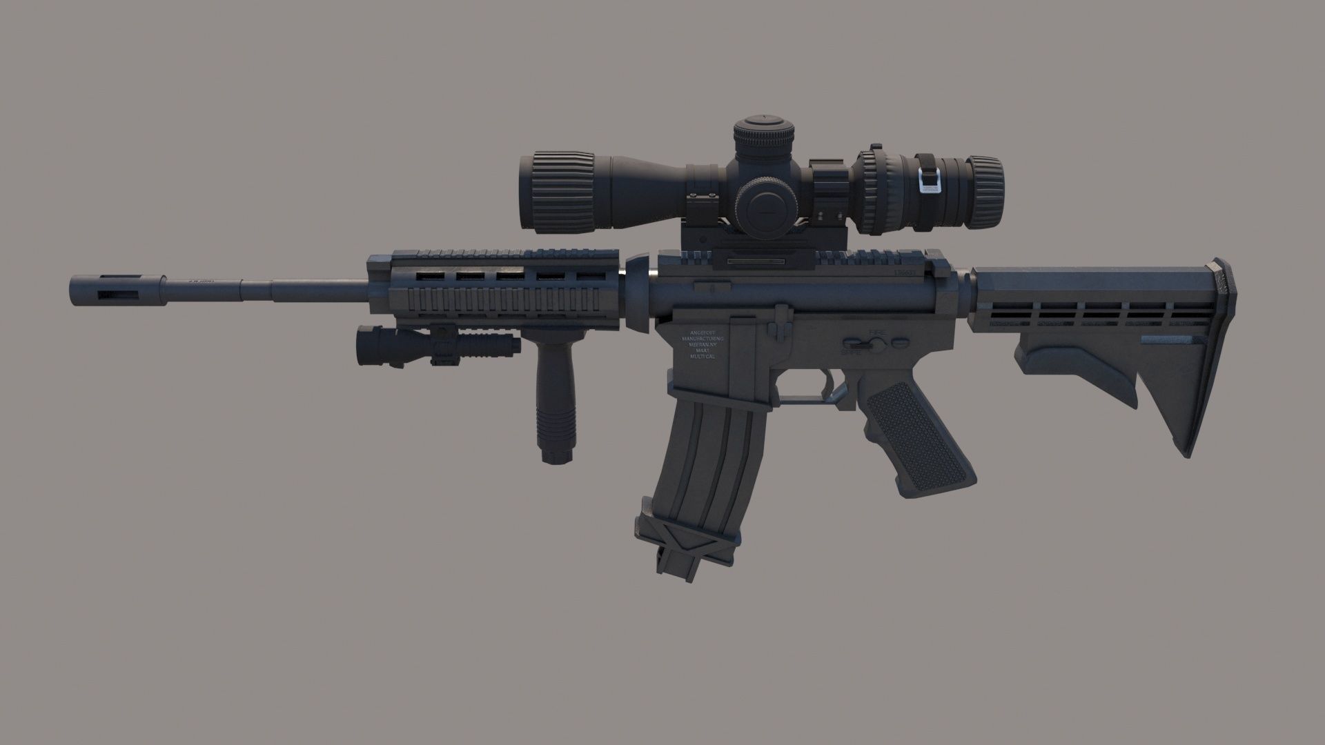 M4A1 Custom Low-poly 3D model_14