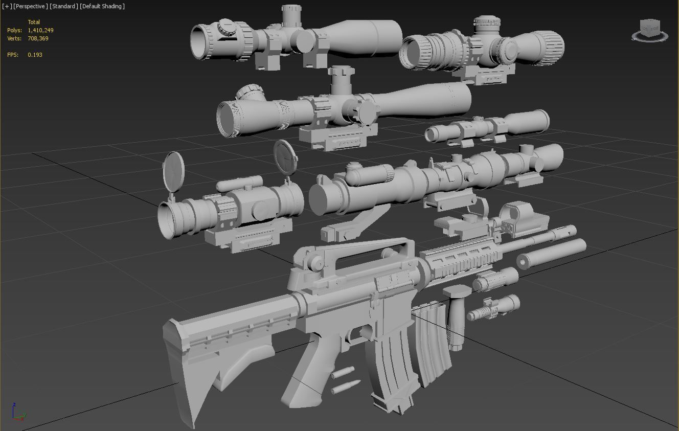 M4A1 Custom Low-poly 3D model_29