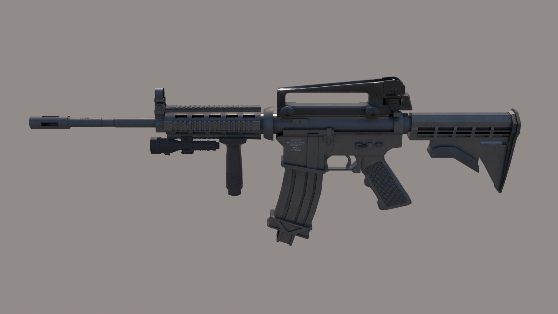 M4A1 Custom Low-poly 3D model_5