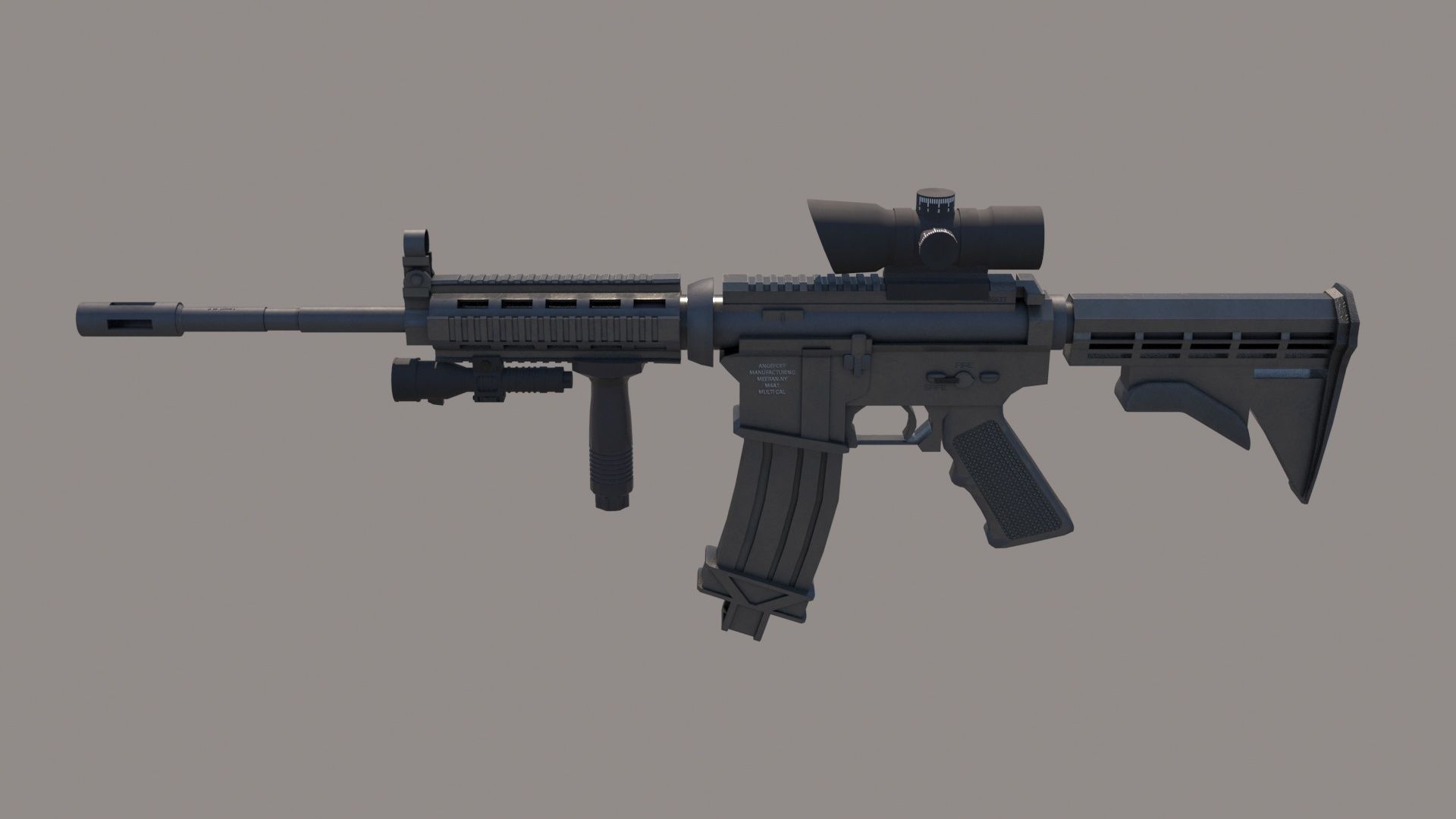 M4A1 Custom Low-poly 3D model_10