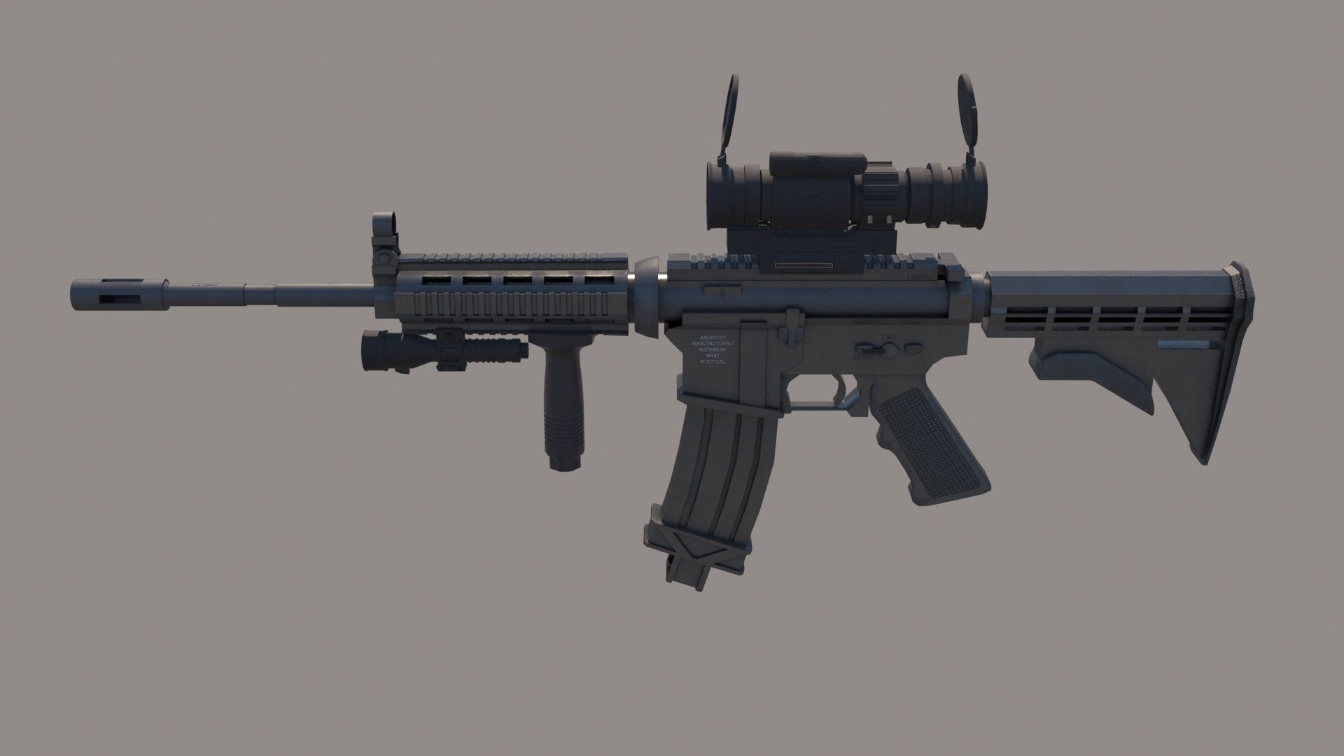 M4A1 Custom Low-poly 3D model_11