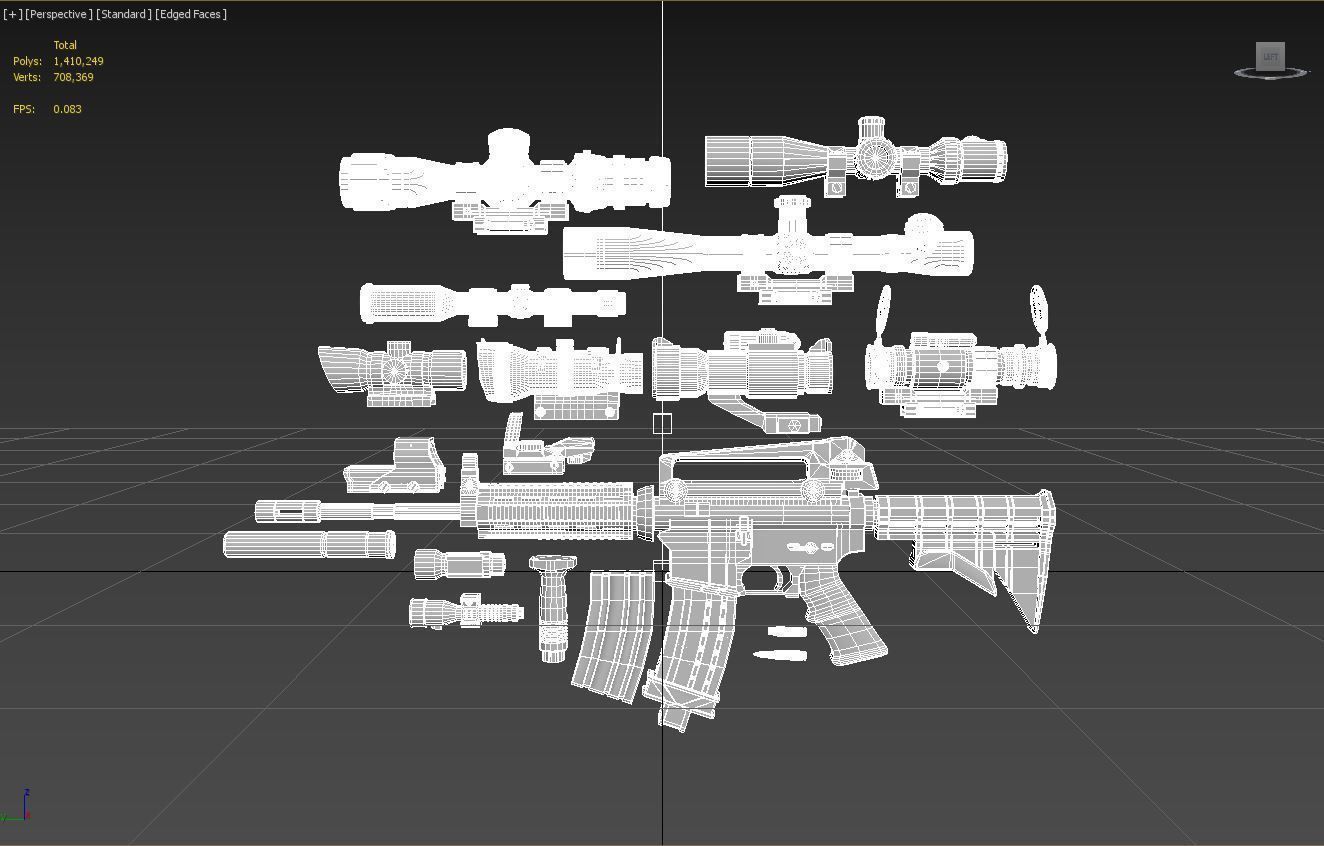 M4A1 Custom Low-poly 3D model_23
