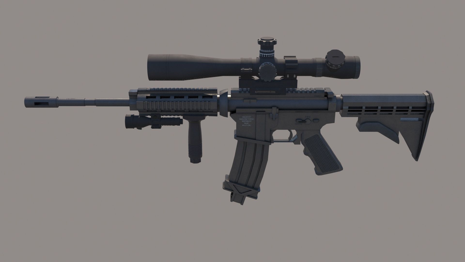 M4A1 Custom Low-poly 3D model_13
