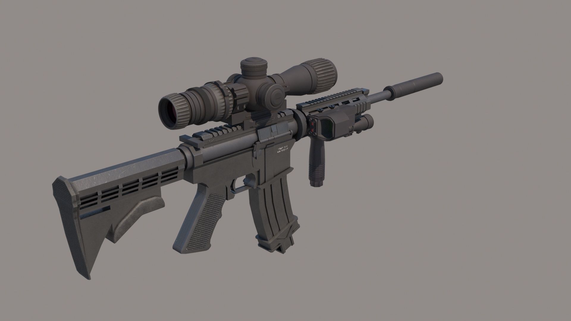 M4A1 Custom Low-poly 3D model_18