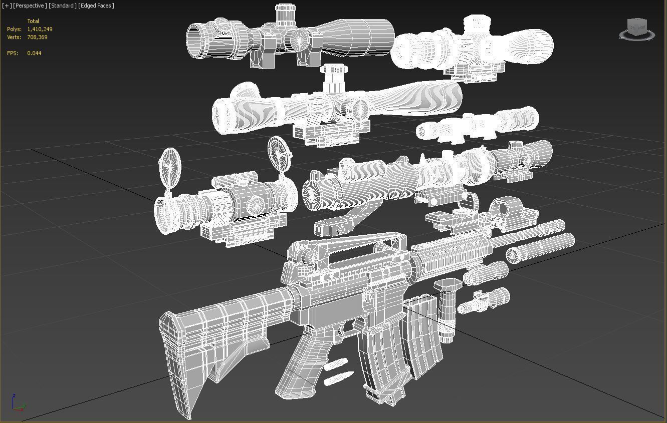 M4A1 Custom Low-poly 3D model_28