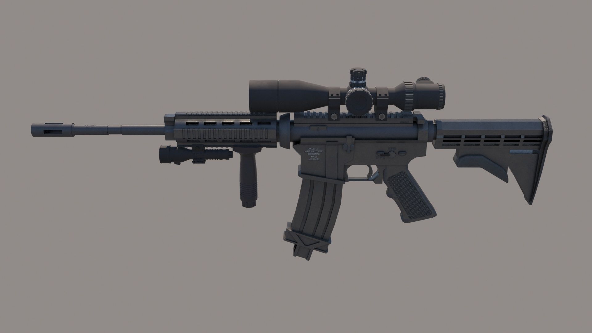 M4A1 Custom Low-poly 3D model_15