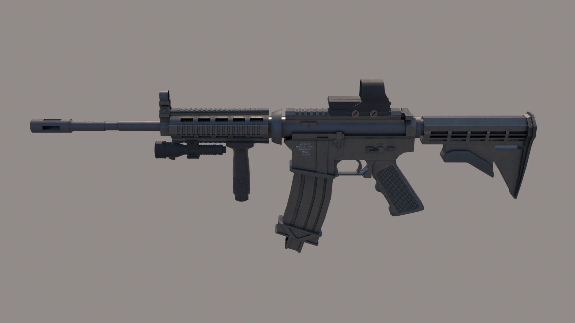 M4A1 Custom Low-poly 3D model_7