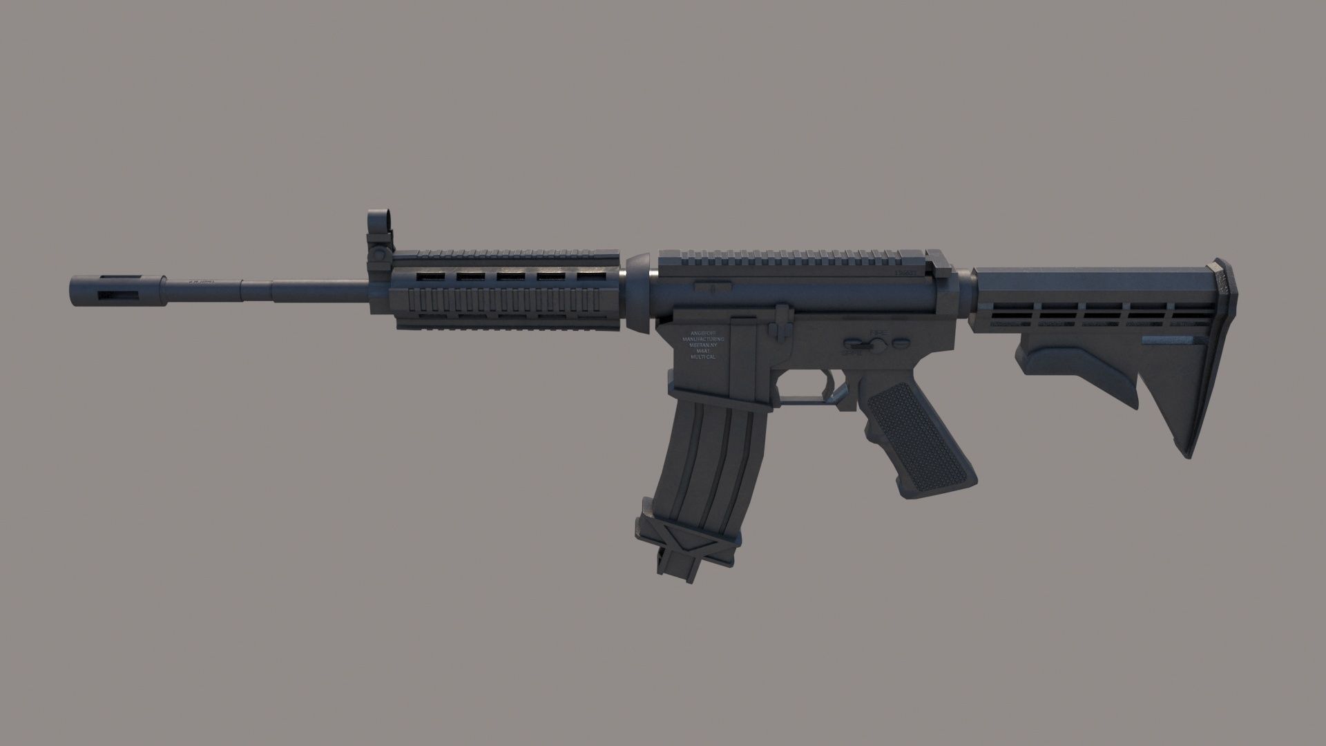M4A1 Custom Low-poly 3D model_3