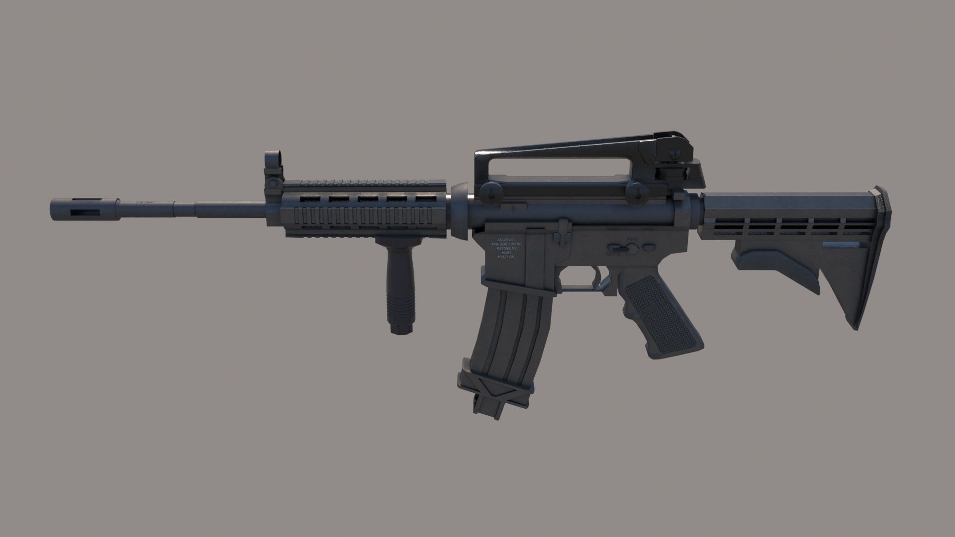 M4A1 Custom Low-poly 3D model_4