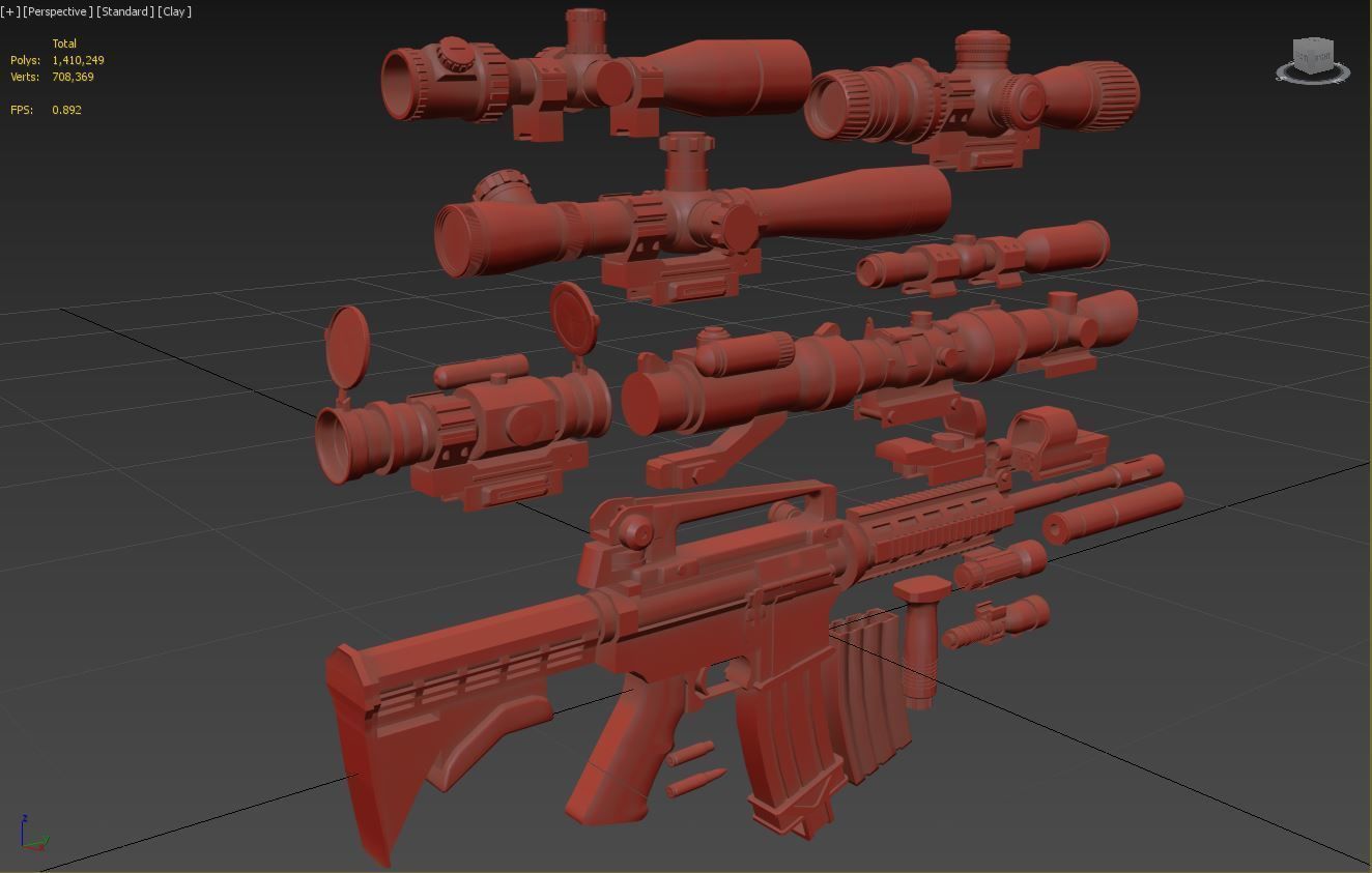 M4A1 Custom Low-poly 3D model_26