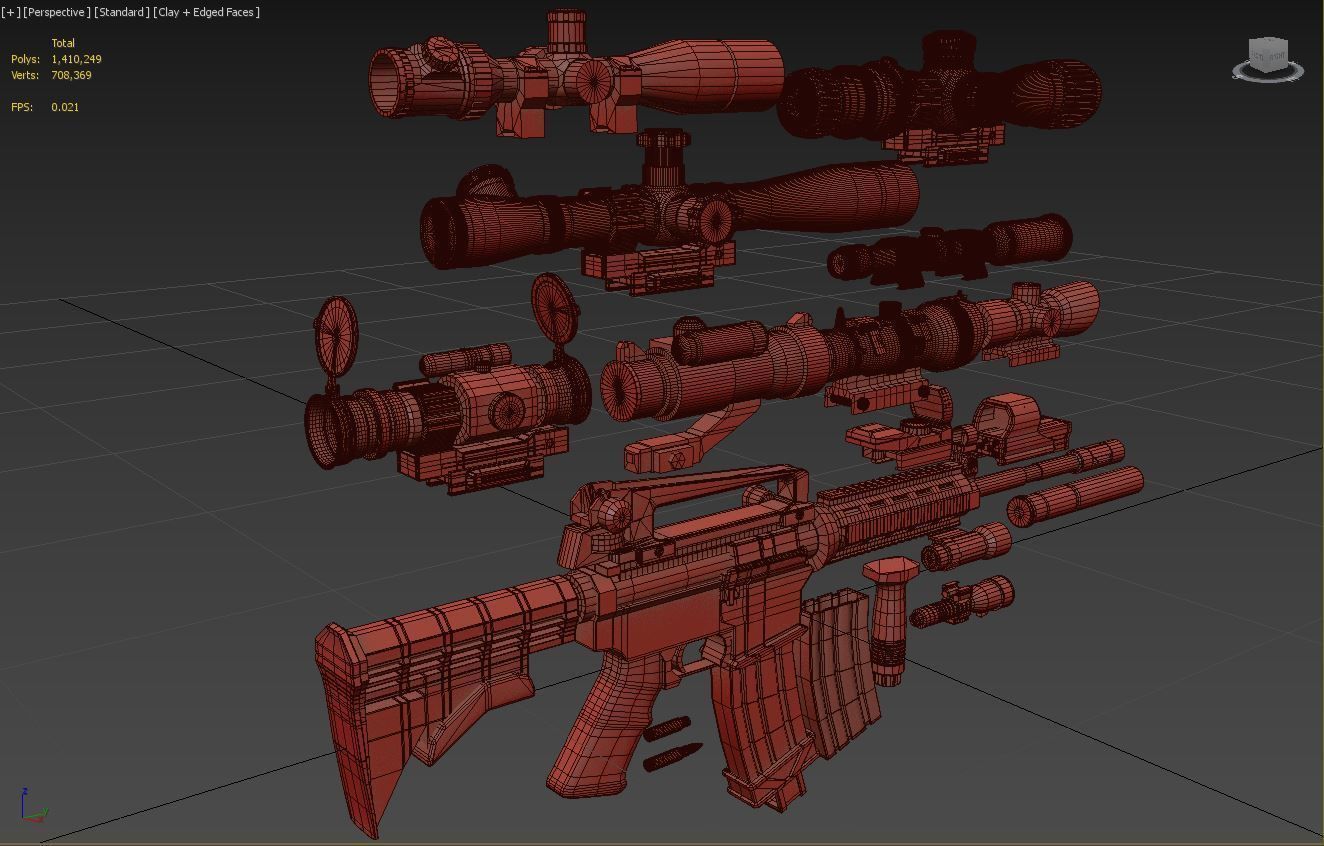 M4A1 Custom Low-poly 3D model_27