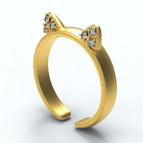 Cat Ears Pave Ring 3D print model
