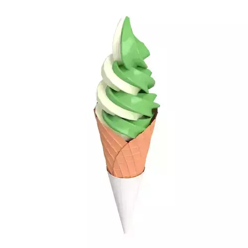 Matcha Ice Cream Japanese Style Dual Flavor Low-poly 3D model