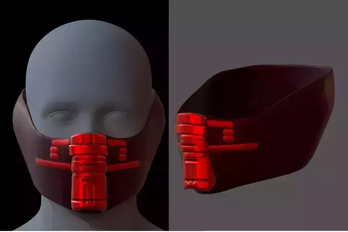 Gas mask helmet 3d model scifi Low-poly 
