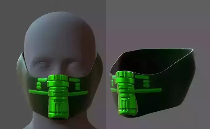 Gas mask helmet 3d model scifi Low-poly 